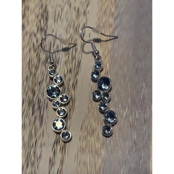 I AM COM Earrings Handmade Cascade Dangles w Blue Swarovski Crystals, Brand New - Picture 1 of 3